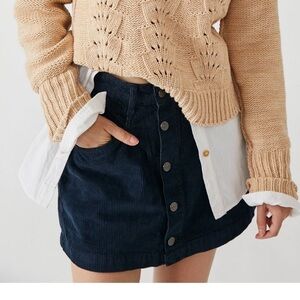 Free People Navy Corduroy Skirt